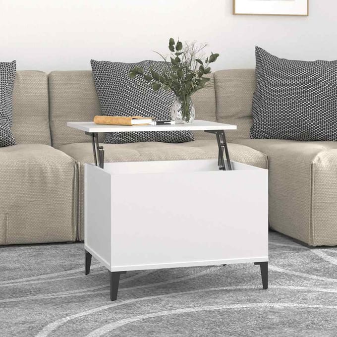 vidaXL - Salontafel - 60x44,5x45 - cm - bewerkt - hout - wit