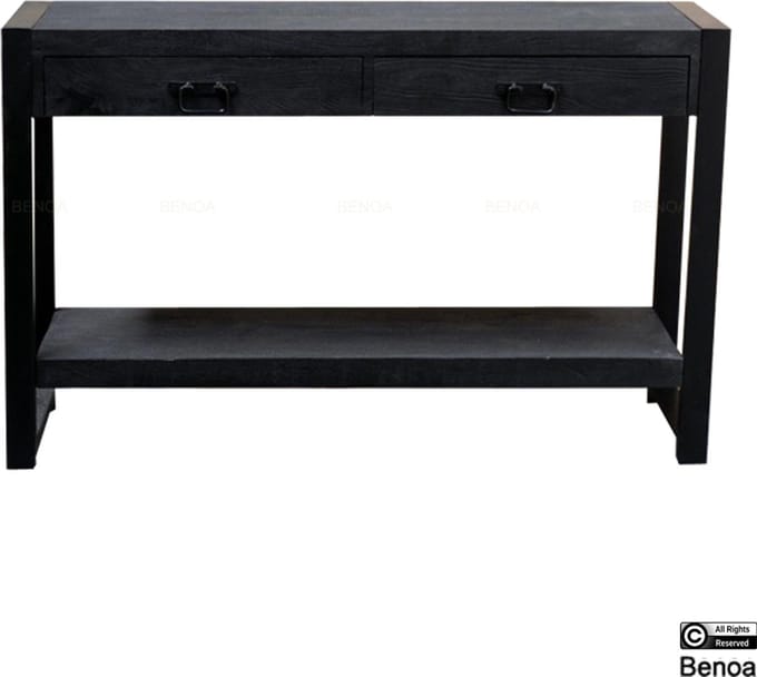 Sidetable mangohout zwart | 120 x 35 x 76 cm | Industrieel