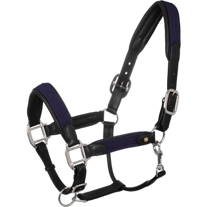 Halsband voor paard van leer met ingeweven nylon inzetstukken Equestro
