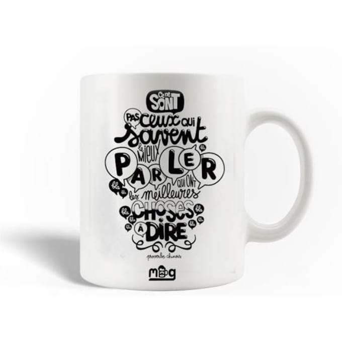 Mug en Céramique - MANIACASE - Citation Mieux Parler - 30cl - Blanc - Compatible Lave-Vaisselle