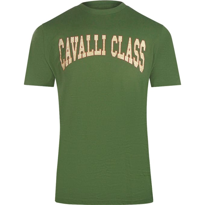 Cavalli Class Varsity Logo Militair Groen T-shirt
