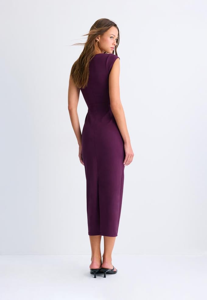 Stradivarius Midi-jurk met plooien  Purper XS