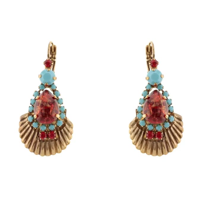 Oorbellen met rode en blauwe strass(701 97E 29991)