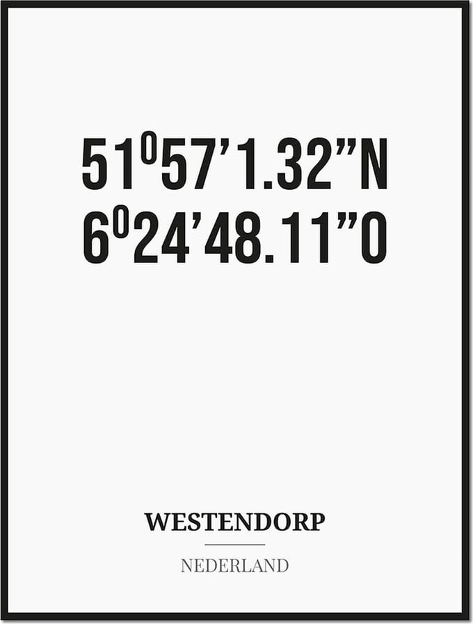 Poster/kaart WESTENDORP met coördinaten