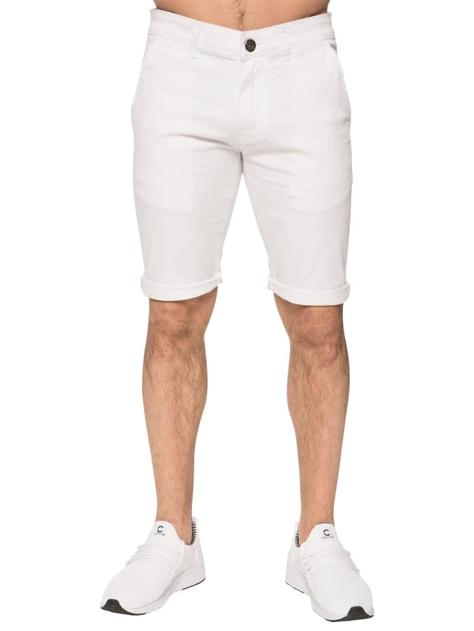 Enzo | Heren Slim Fit Stretch Chino Shorts - Wit