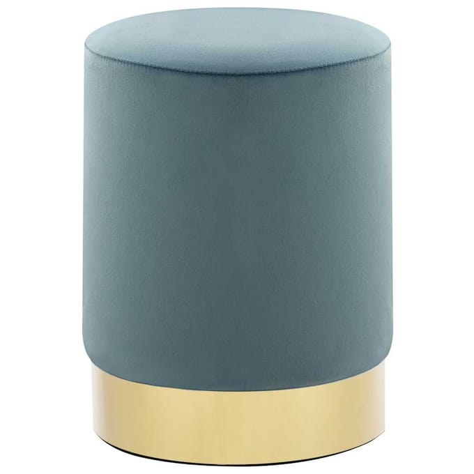 vidaXL - Kruk - fluweel - 28 - x - 36 - cm - lichtblauw - en - goudkleurig