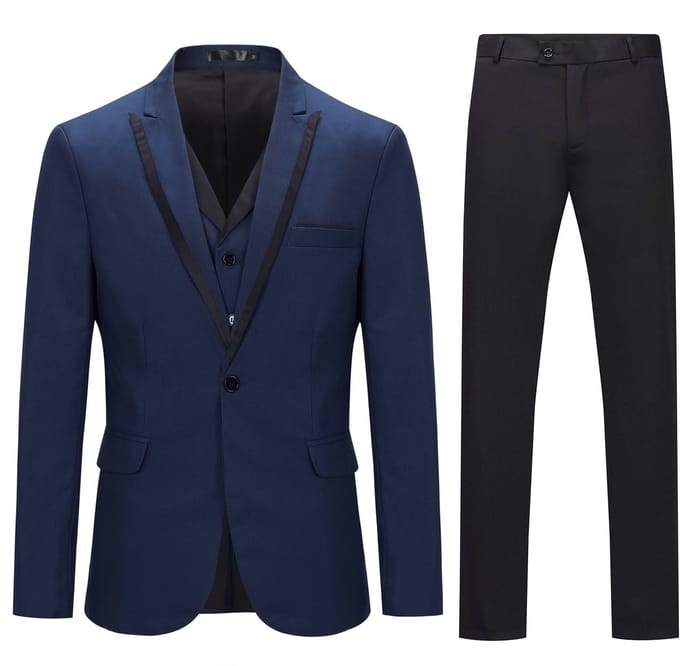ALLTHEMEN Slank Driedelig Herenpak - Colorblock - S