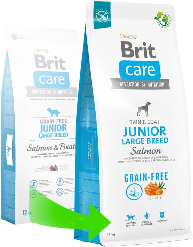 Brit Care Grain Free Junior Large Breed Salmon & Potato 12 kg - Hond