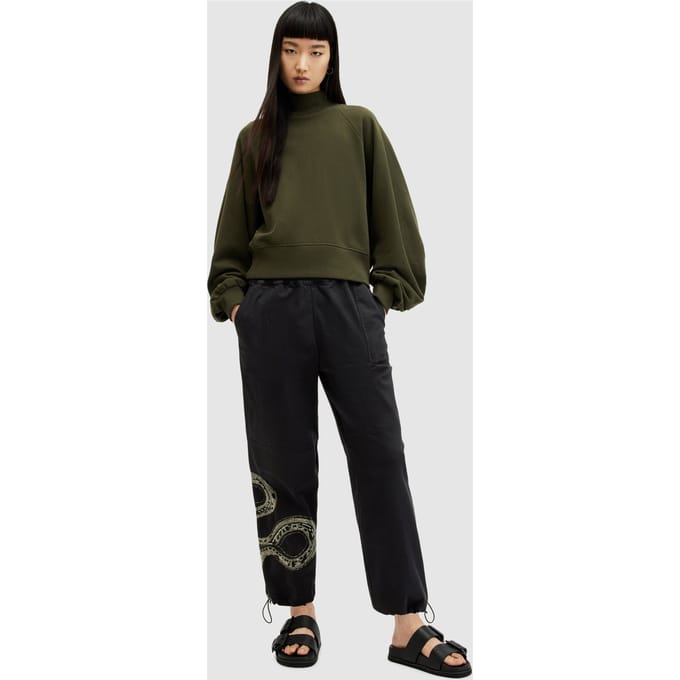 AllSaints Yas Emb Trouser Washed Black Größe: 4 | Jogginghosen Outlet | Damen | Schwarz