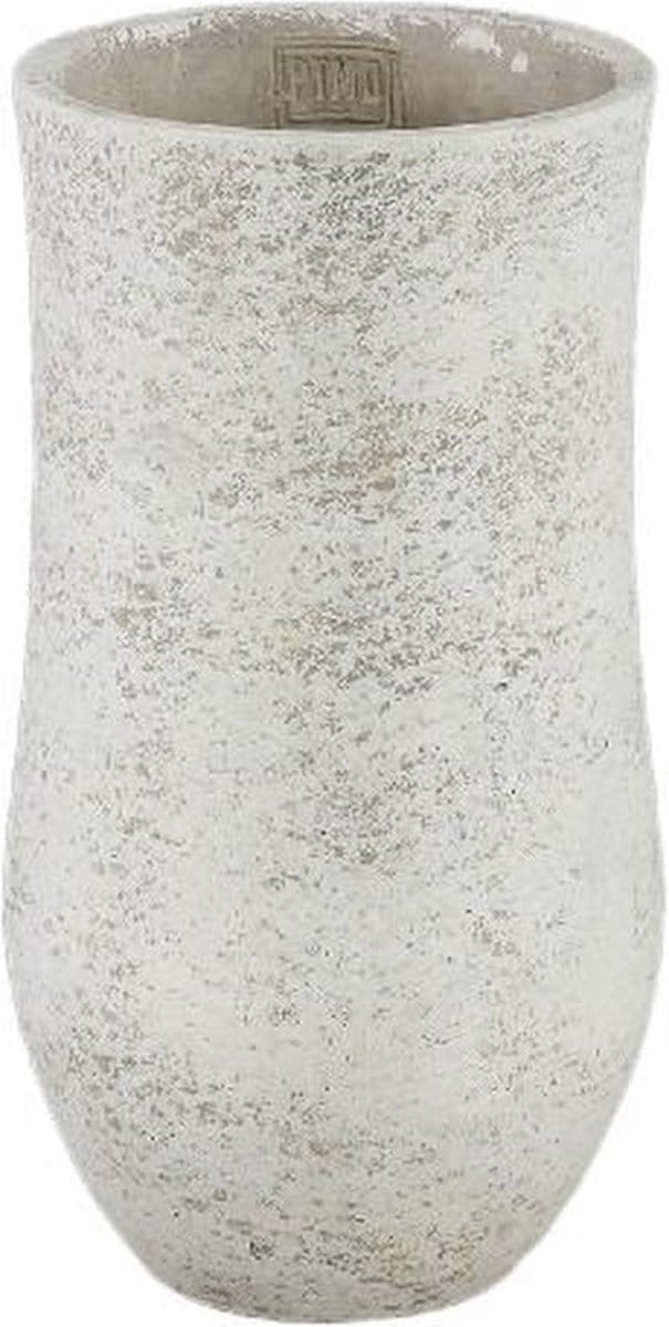 PTMD Bloempot Dorin - 16x16x30 cm - Cement - Wit