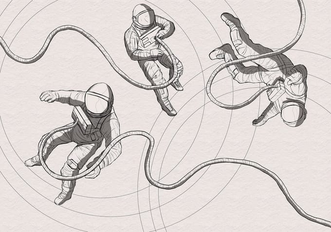 Fotobehang - Extraordinary Astronauts 400x280cm - Vliesbehang
