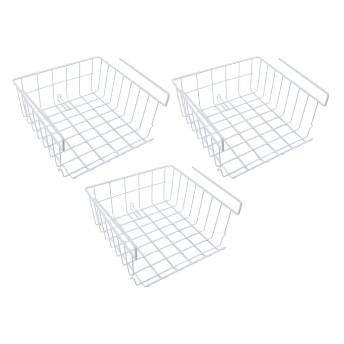 3 stuks Opbergmand voor onder plank IJzer Ruimtebesparend Multifunctioneel Hangend Onder Kast Organizer white
