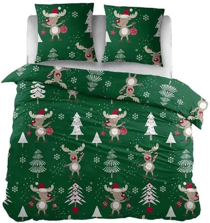 Sleepnight Dekbedovertrek Flanel Gina - 140 x 200/220 cm + 1 kussensloop - [Groen]