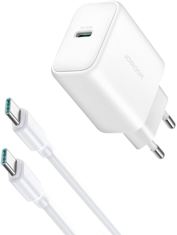 Joyroom JR-TCF24 USB-C PD 30W QC SFC network charger - white + 1m USB-C cable