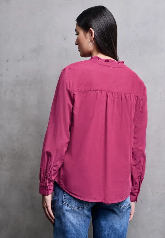 Corduroy blouse met ruches