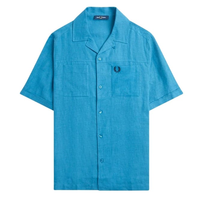 Fred Perry Heren Runaway Linnen Overhemd (Oceaan Blauw)