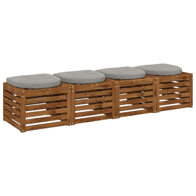 vidaXL - 4-Piece - Zitkussens - 4 - st - 100% - Polyester - Grijs - 45 - x - 45 - x - 5 - cm