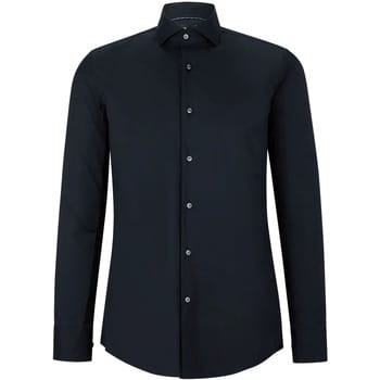 BOSS Hank slim fit overhemd - popeline - zwart - Strijkvriendelijk - Boordmaat: 38
