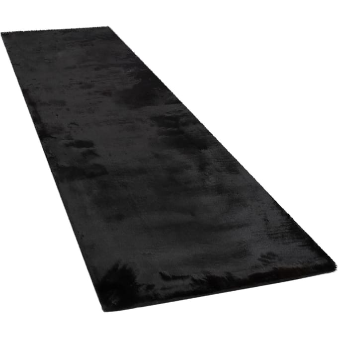 Vachtkleed Fluffy zwart 80x300 cm