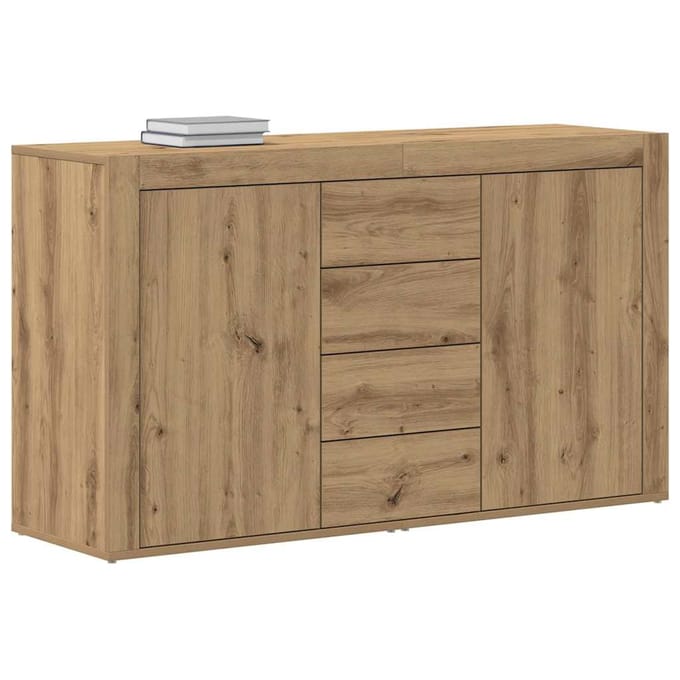 vidaXL - Dressoir - Artisan - Eiken - 120 - x - 36 - x - 69 - cm - Bewerkt - hout
