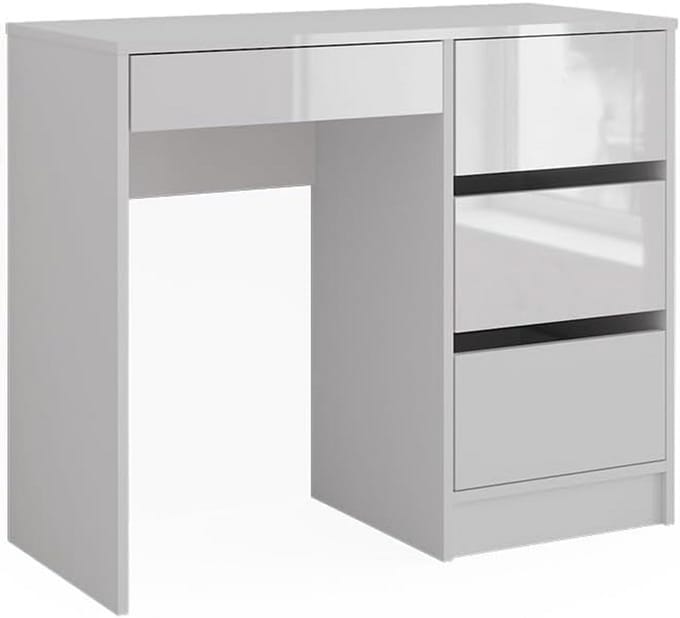 Bureau met Laden - Thuiswerkplek Bureau - Thuiswerken Organiseren - Vier Lades - 90 x 40 cm - Wit Hoogglans