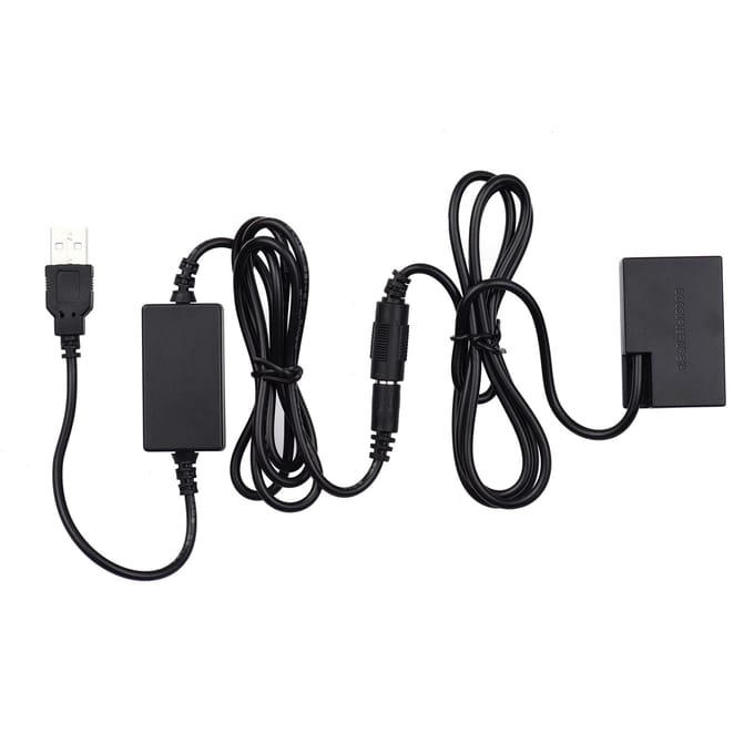 Andoer DR-E18 USB-voedingsset DC-koppeling Dummy-batterij Vervang de LP-E18-batterij door USB DC zwart