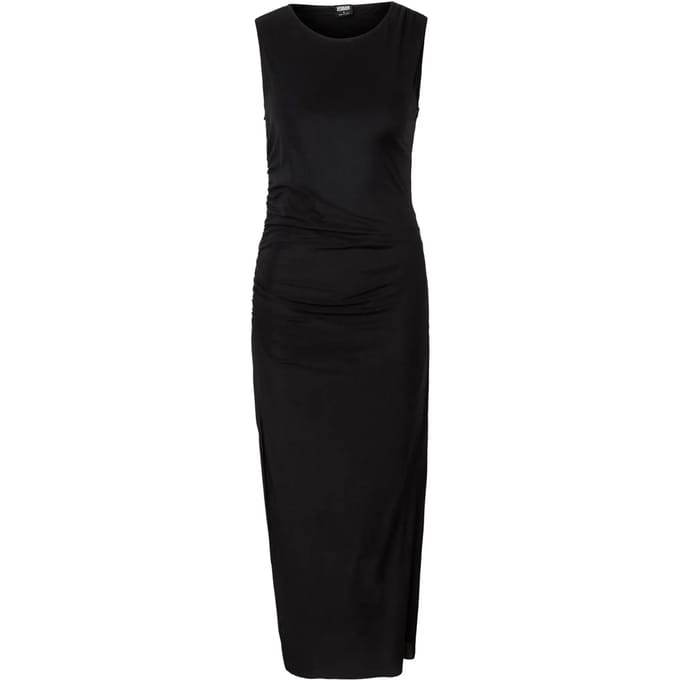 Urban Classics - Ruffled Mesh Lange jurk - S - Zwart
