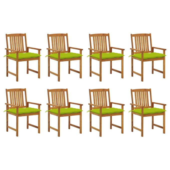 vidaXL - Tuinstoelen - 8 - st - met - kussens - massief - acaciahout