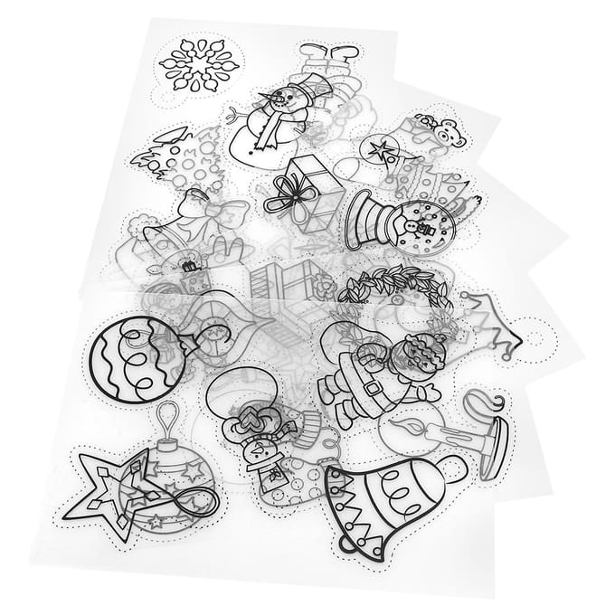 12 Pièces Feuilles Rétractables à la Chaleur Set de Noël Petits Motifs DIY Accessoires Faits Main white