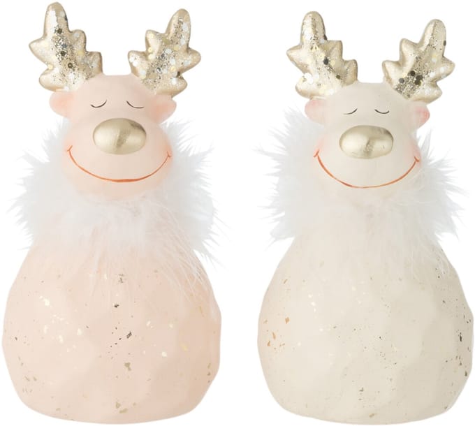 J-Line figuur Rendier - keramiek - mix - small - 2 stuks