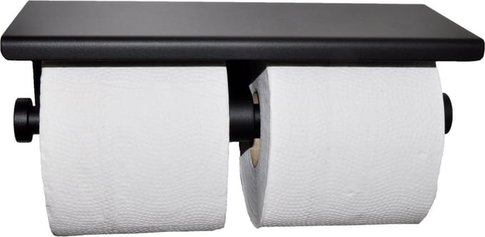 Wiesbaden Brush Dubbele Toiletrolhouder - Mat Zwart