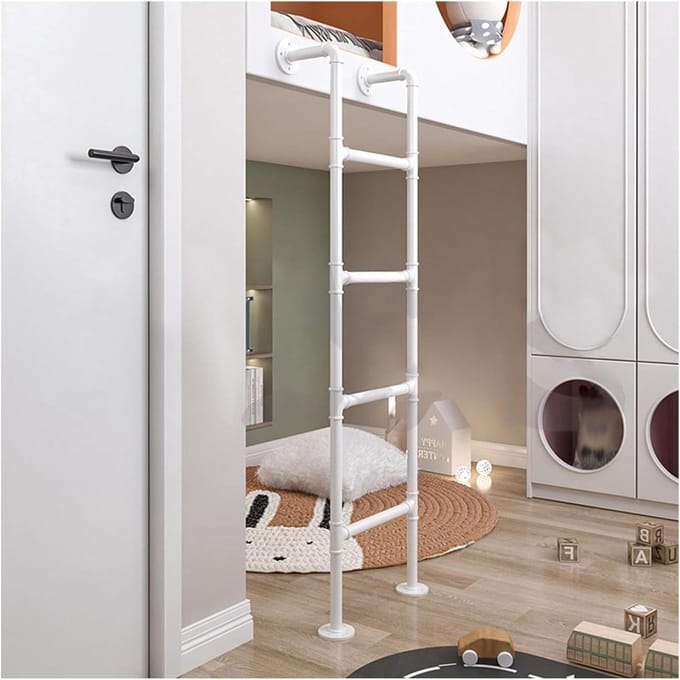 Stapelbedladder - Hoogslaper trap - Veilig klimmen - Bredere treden - 1676 cm - Wit