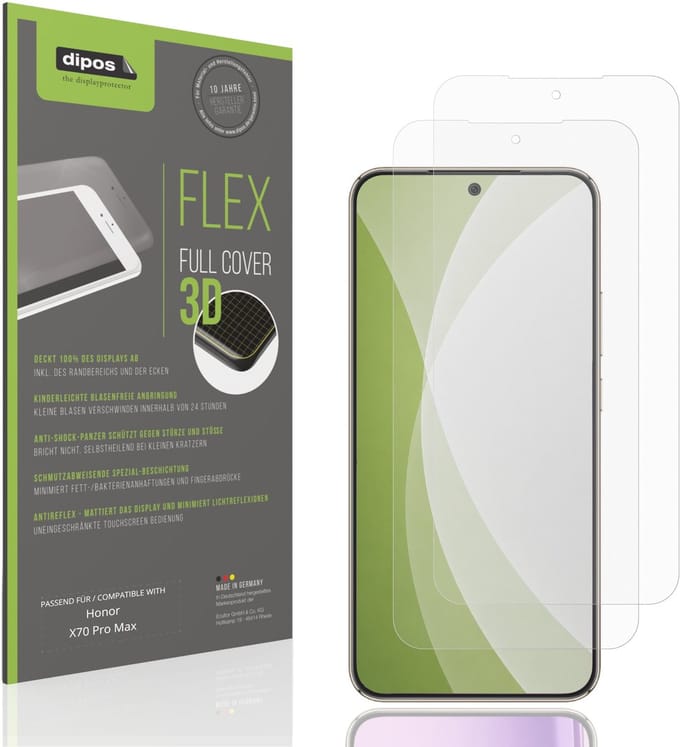 dipos FLEX – 2x Matte Screenprotector geschikt voor Honor X70 Pro Max | Volledige Schermbescherming | Case-Friendly