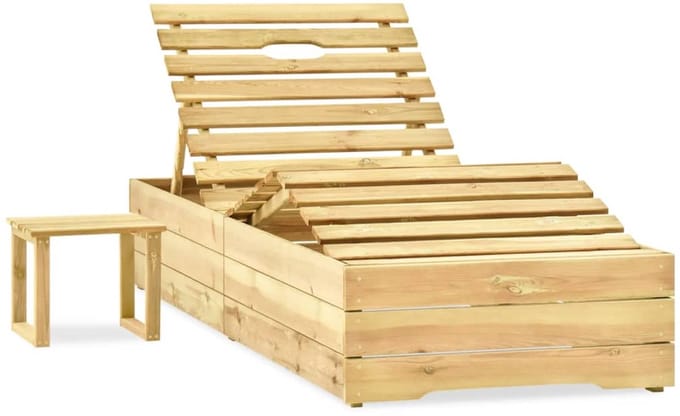 Ligbed met Tafel - Grenenhout - Groen - Weerbestendig