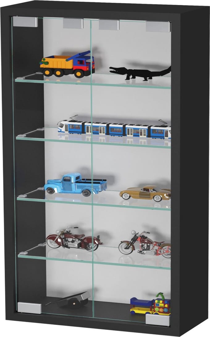 VDD Home - Vitrinekastje staande hangende wandvitrine - 40 x 60 x 12 cm - Zwart