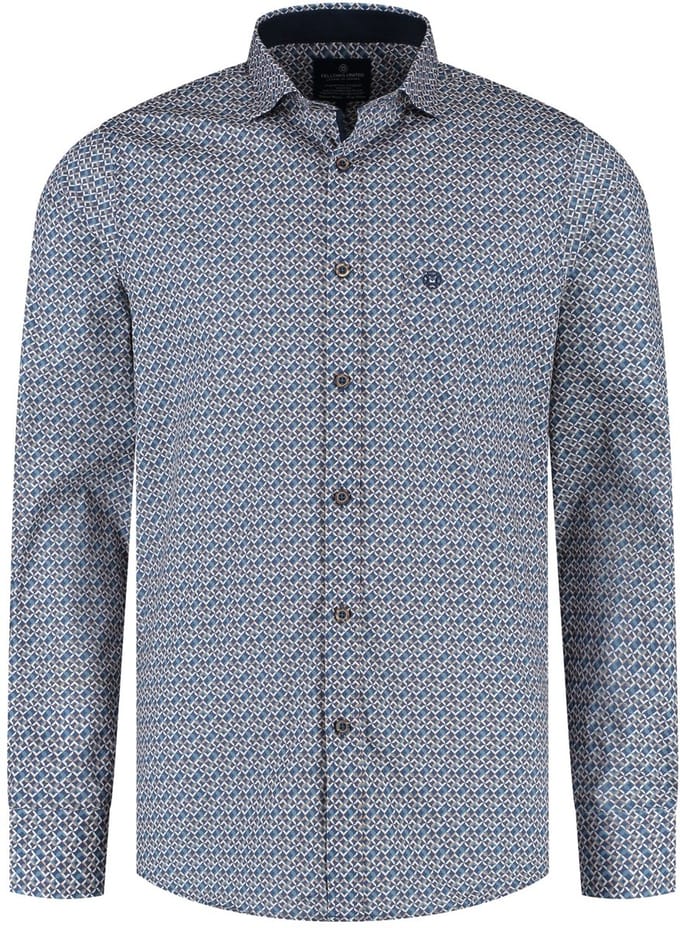 Fellows United Shirt lange mouw diamond Mid blue (52.6505 - 116)