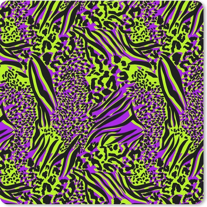 Muismat 20x20 cm - Mousepad Dieren - Patronen - Neon - Muismatten