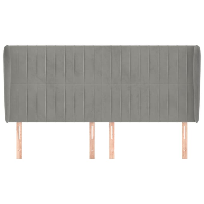 vidaXL - Hoofdbord - met - randen - 203x23x118/128 - cm - fluweel - lichtgrijs