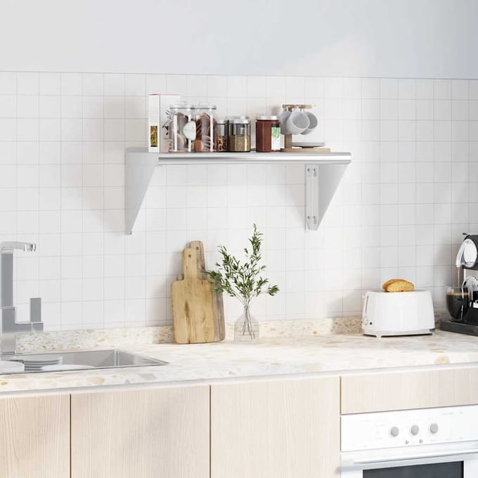 vidaXL - Wandschap - 75x30x31 - cm - roestvrijstaal - zilverkleurig