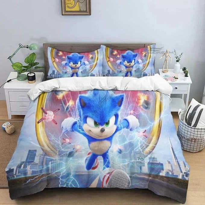 Ensemble de literie Hérisson de dessin animé 3D pour couetteHousse de couette Ensemble de lit Housse de couette Taie d'oreillerEnsemble de literie Taille King Queen AU Double(180*210cm)3pcs