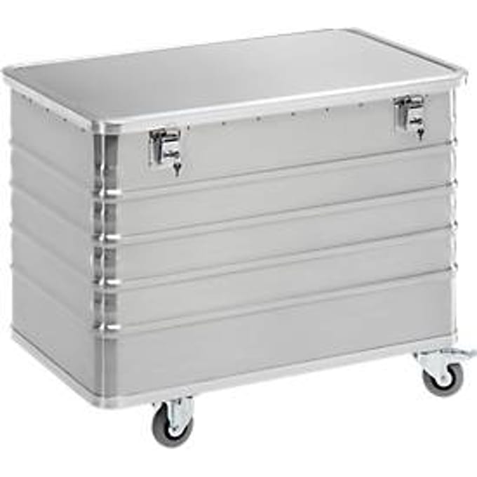 Aluminium transportwagen, met deksel en cilinderslot, 322 l