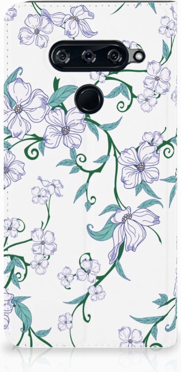 Book Case voor LG V40 Thinq Uniek Smart Cover Blossom White