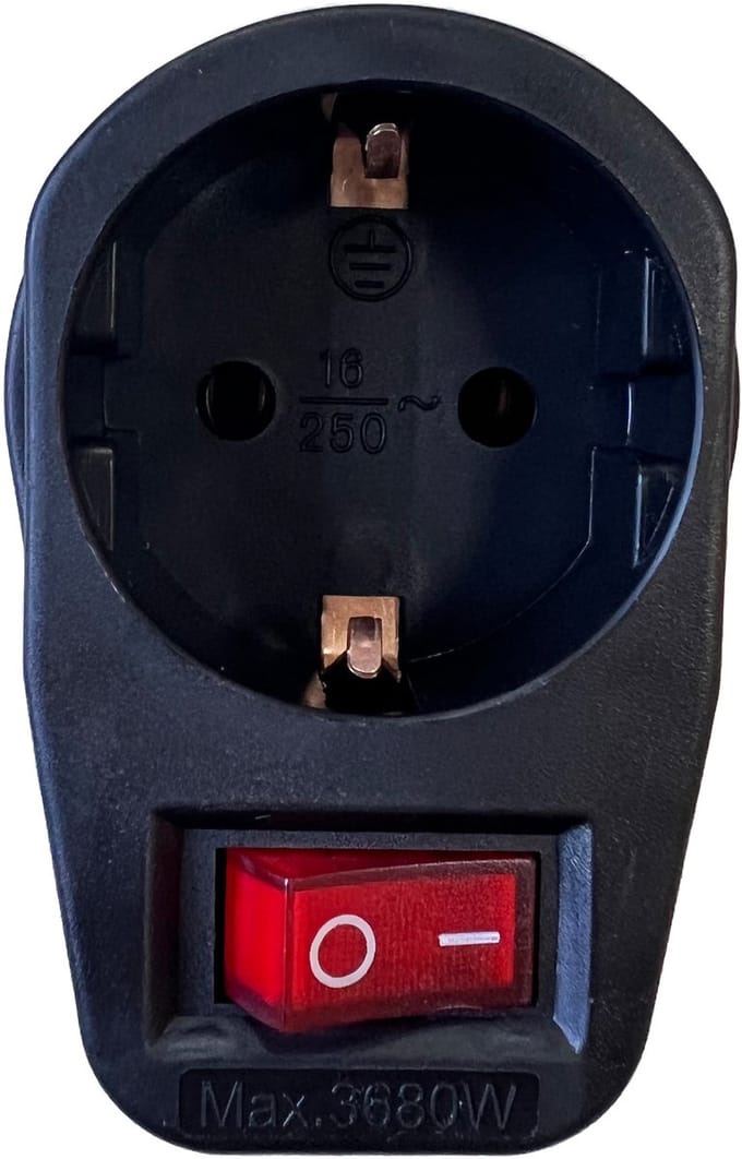 Benson Stopcontact adapter - zwart - met randaarde en schakelaar - verdeelstekkers
