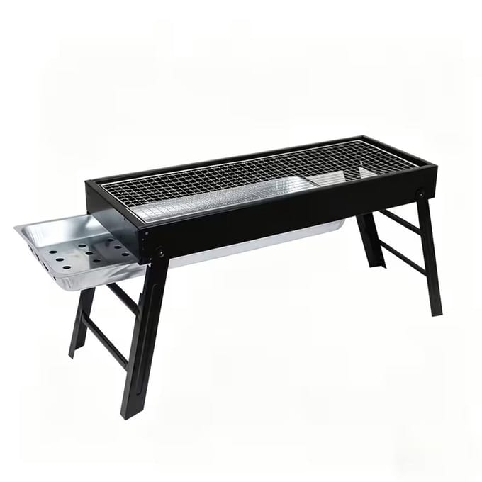 Opvouwbare Houtskool BBQ Grill – Draagbare RVS Camping Barbecue met Inklapbare Poten – Compacte Grill voor Buiten & Reizen