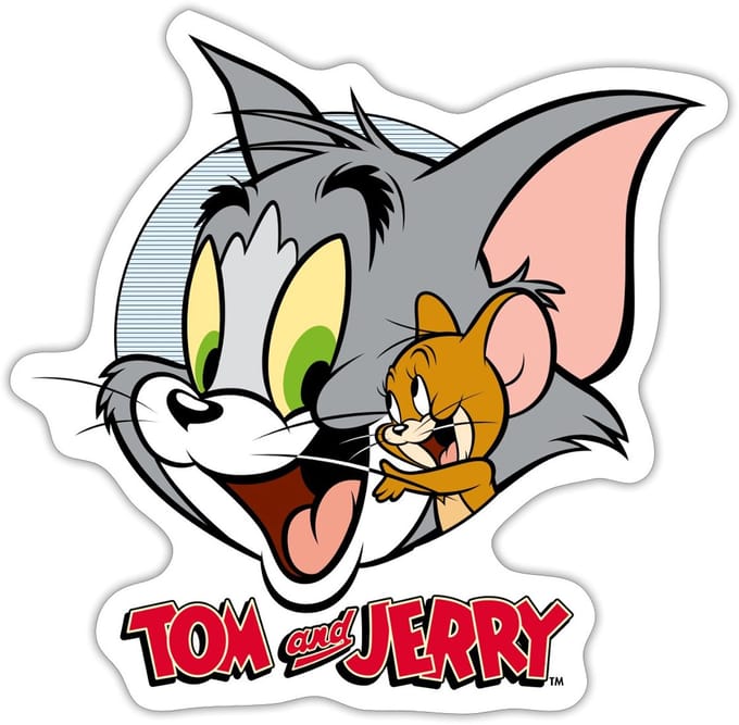Tom En Jerry Knuffelig Sticker maat S (10 x 10 cm)