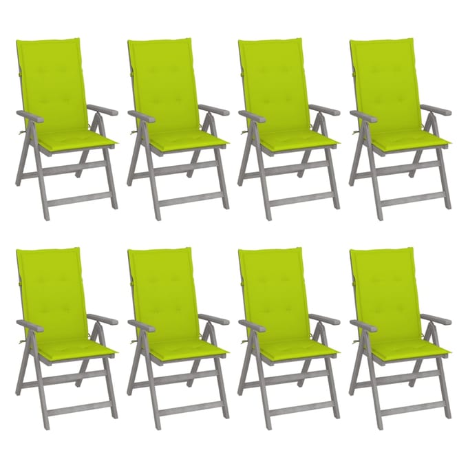 vidaXL - Tuinstoelen - 8 - st - verstelbaar - met - kussens - acaciahout - grijs