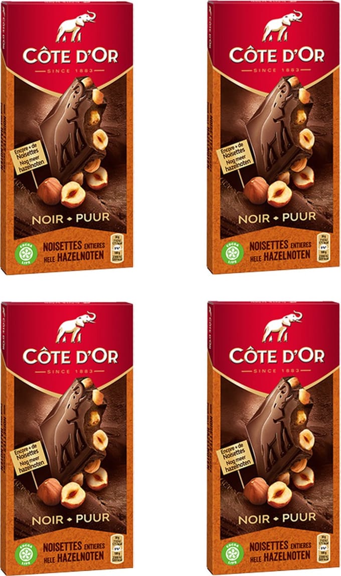 Côte d'Or - chocoladetablet - puur hele noten - 180g x 4