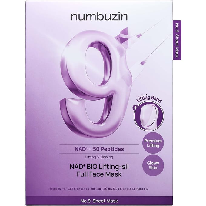 Numbuzin No.9 NAD Bio Full Face Pack Sheet (Pack of 4)