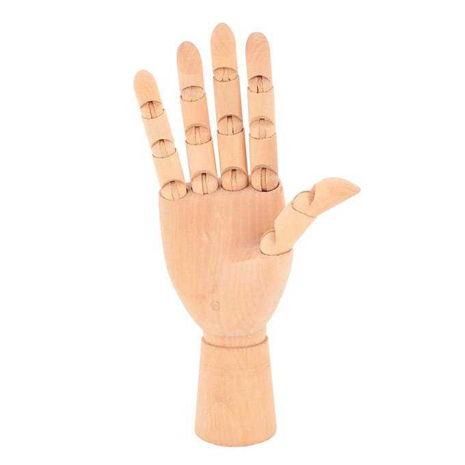 Houten Handmodel Flexibele Beweegbare Vingers Rechterhand Mannequin Figuur voor Display Tekenen Studie beige