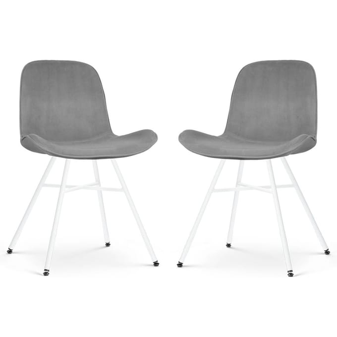 Nolon Noa-Fé Eetkamerstoelen Set van 4 Velvet Grijs - Stof - Wit Onderstel - Modern